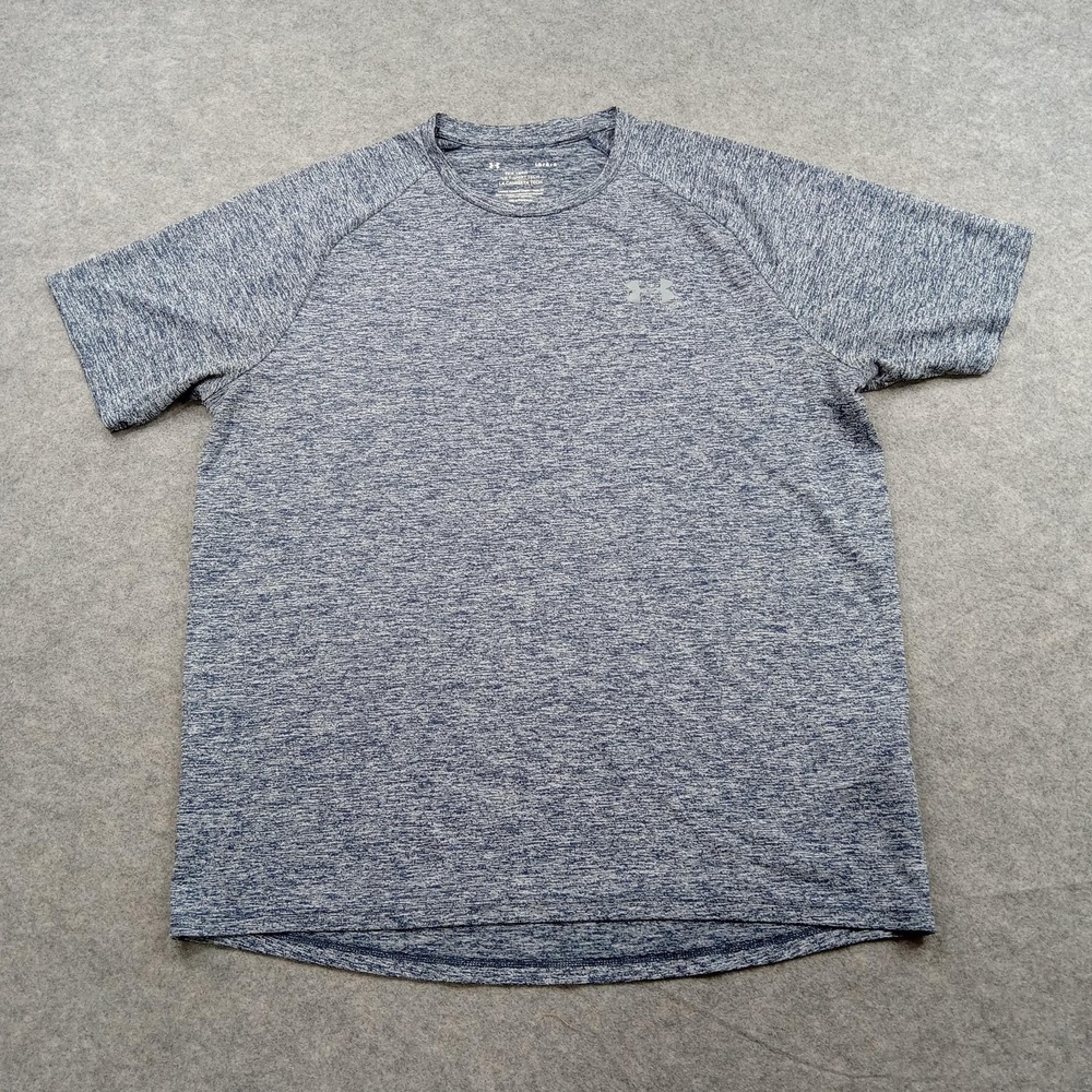 Under Armour Shirt Mens Large Blue Heather Tech Tee HeatGear Athletic Training